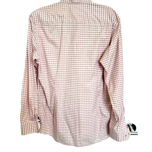 Eton Luxury Long Sleeve Men’s Contemporary Dress Shirt Pink & Tan Checked 41/16 - Picture 2 of 10